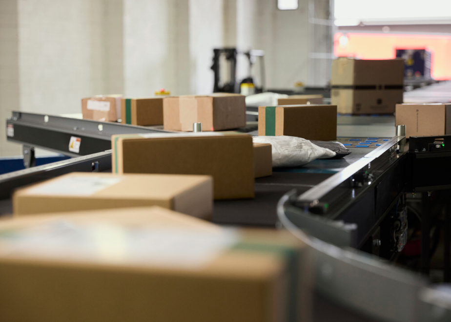 Conveyor belt of parcels