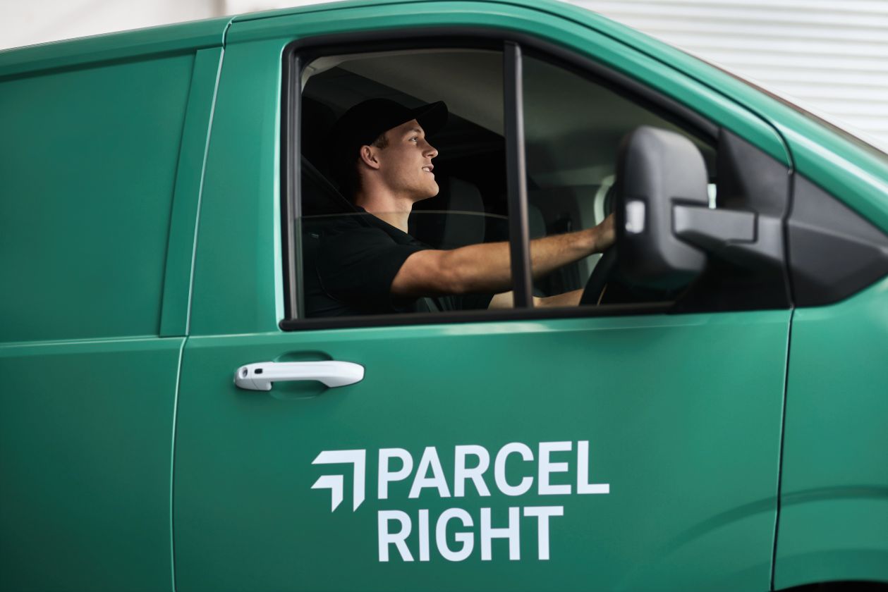 Parcel Right's van with man in the drivers seat